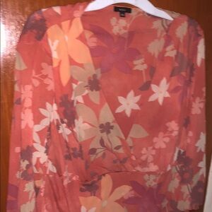 Floral Blouse in Orange and Cream